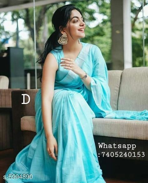 Attractive Women's Saree. For Order DM OR Whatsapp 7405240153. MRP 999. (M 5994890) . . Follow👉@piyush_sonani Follow👉@piyush_sonani… Designer Sarees Wedding, Indian Sari Dress, Modern Saree, Sari Dress, Saree Poses, Indian Saree Blouses Designs, Saree Photoshoot, Linen Saree, Saree Models