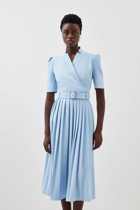 Sale | Women's Clothes Sale | Karen Millen Blue Soft Outfit, Icy Blue Dress, Ceo Girl, Pale Blue Dress, Work Capsule, Queen Dresses, Spring Wedding Guest Dress, Designer Midi Dresses, 2024 Style