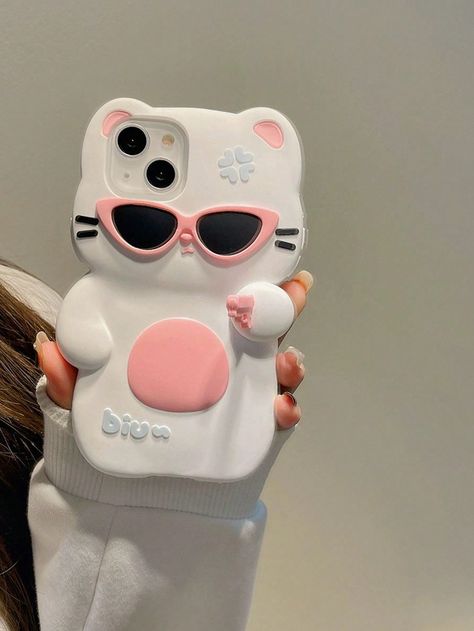 White  Collar  Silicone Animal,Cartoon Ordinary Mobile Phone Case Embellished   Cases Silly Phone Case, Cartoon Phone Cases, Cat Phone Case Diy, Cute Animal Phone Cases, Ombre Wallpaper Iphone, Cat Ears Phone Case, Kawaii Iphone Case, Cat Phone Case, Cat Phone Case Aesthetic