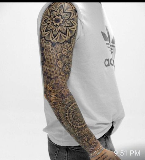 Full Hand Mandala Tattoo, Full Arm Mandala Tattoo, Men’s Mandala Tattoo, Mandala Sleeve Tattoo Design Men, Mandala Sleeve Tattoo Men, Masculine Mandala Tattoo, Mandala Tattoo Design Mens Hand, Mandala Tattoo Sleeve For Men, Mandala Sleeve Tattoo Design