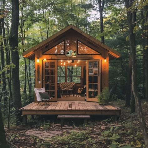 Container Sheds, Backyard Art Studio, Forest Sanctuary, Shipping Container Sheds, Living In A Shed, Backyard Art, Shed Landscaping, Guest Cabin, Tiny Cottage