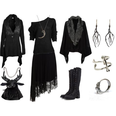 Dark Mori Witch #6 by grimoire-grotto on Polyvore featuring Mode, Accessorize, Karen Millen, Frye, Aguri Sagimori, LowLuv, Annette Ferdinandsen, Pamela Love, Poizen Industries and witchy Dark Mori Witch, Mori Witch, Strega Fashion, Boho Goth, Dark Mori, Mori Fashion, Witch Fashion, Witchy Fashion, Witch Outfit