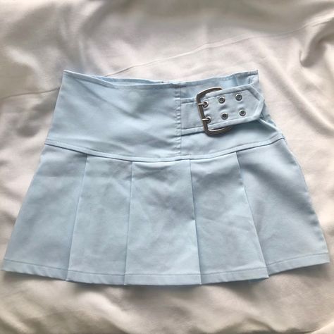 I might be biased but you should probably buy this on Depop 👍 https://depop.app.link/c1nzKaq43ib Cool Skirts, Y2k Mini Skirt, Small Belt, Blue Y2k, Cute Skirts, 2000s Fashion, Dream Clothes, On The Side, Cute Fashion