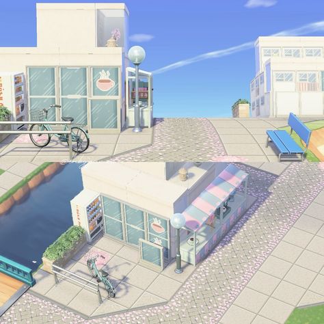 beachfront coffee shop ☕️ // DA RELEASE THIS WEEK 💭 my lovely partners — ♡ @cosy.katcrossing ♡ @hatchet.acnh ♡ @acnh_sunsetisland20 ♡ @lucarei.acnh ♡ DM to be partners! #enbygames #acnh #animalcrossingnewhorizons #animalcrossing #acnhbuild #citycore #acnhcitycore #acnhinspo #animalcrossinginspo #nintendoswitch #newhorizons #cozygame #cozygamer #cozygaming #acnhcommunity #happyhomeparadise #acnhhhp #hhp #animalcrossingphotography #acnhphotography #acnhisland #あつ森 #あつまれどうぶつの森 #どうぶつの森 #ハッピーホーム... Acnh Brewster Design, Acnh Laundromat, Acnh Coffee Shop, Acnh Shops Idea, Nooks Cranny Ideas Acnh, Citycore Acnh, Acnh Themes, Acnh Citycore, This Week