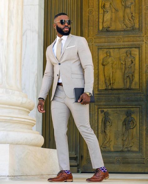 The Ultimate Wedding Guest Style Guide: Issue 8 | A BN Weddings x BN Style Collab Tan Suit Outfit Men, Suit With Brown Shoes, Mens Suits Wedding, Tan Suits, Mens Suit Colors, Frog Wedding, Party Wear Blazers, Groom Tuxedo Wedding, Wedding Fits