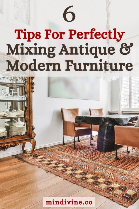 Looking to create a charming blend of antique and modern in your home? This tips will help you master the art of mixing furniture styles, creating a space that's both classic and contemporary. Mix Modern And Antique Furniture, Mix Of Modern And Antique Decor, Mixing Classic And Modern Furniture, Mcm Mixed With Traditional, Antique And Contemporary Decor, Mix Antique And Modern Furniture, Mixing Old And New Furniture Living Room, Mix Vintage And Modern Decor, Mixing Mid Century Modern With Antiques