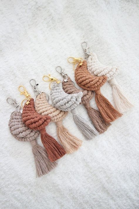 Macrame Keychain With Charm, Anime Lanyard, Mini Macrame Wall Hanging, Macrame Wall Hanging Patterns, Mini Macrame, Matching Keychains, Moon Gifts, Macrame Wall Art, Tassel Keychain