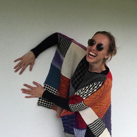 ARTKNITSTUDIO's Patchwork - poncho Patchwork Poncho, Wool Patchwork, Daniela Gregis, Poncho Knitting Patterns, Patchwork Scarf, Poncho Pattern, Knitted Poncho, Knitting Ideas, Knitted Shawls