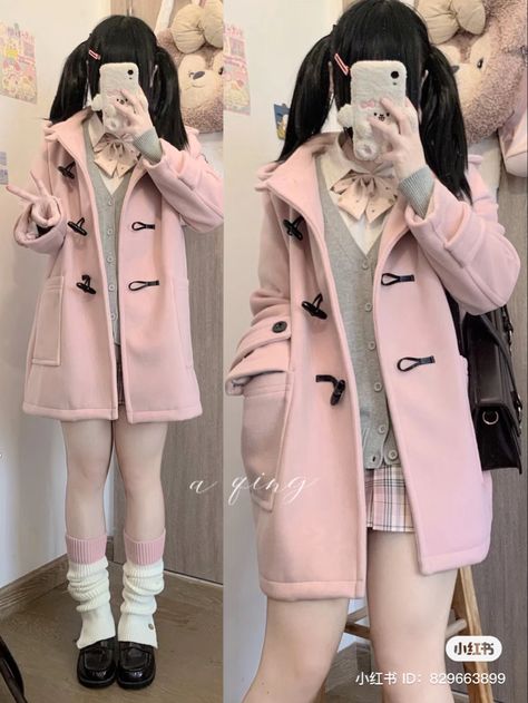 J Fashion Winter, Cutecore Winter Outfits, Kawaii Winter Outfits, Xiaohongshu Outfits, Winter Outfits Cute, Japanese Winter Fashion, Cute Outfits Winter, Kawaii Winter, Kawaii Outfit Ideas