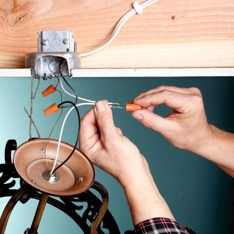 How to Replace a Light Fixture (DIY) | Family Handyman Electrical Tips, Replace Light Fixture, Installing Light Fixture, Home Electrical Wiring, Diy Light Fixtures, Diy Accent Wall, House Wiring, Diy Ceiling, Diy Electrical