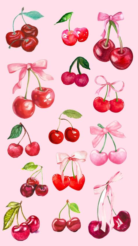 Pretty Summer Wallpapers, Cute Summer Wallpapers Aesthetic, Cherry Background Aesthetic, Summer Wallpaper Pink, Cute Summer Wallpaper Iphone, Cherry Wallpaper Aesthetic, Cherry Background, Girly Backgrounds, Cute Summer Wallpapers