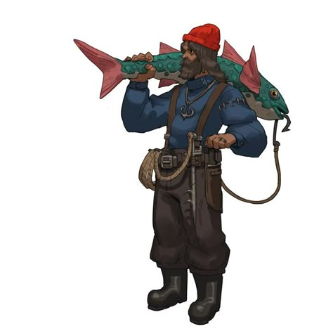 Fisherman Character, Dream Warriors, Sea Of Thieves, Character Sketches, August 1, Cartoon Character Design, Character Designs, Character Creation, Dnd Characters