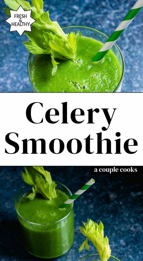 Here's how to make the best celery smoothie! It's full of irresistible flavor and healthy ingredients like apple, banana and fresh ginger. #celery #smoothie #bestcelerysmoothie #celerysmoothie #smoothierecipe #healthy #healthysmoothie #easysmoothie Celery Smoothie Recipes, Celery Smoothie, Blueberry Banana Smoothie, Healthy Nutrition Plan, Ginger Smoothie, Healthy Green Smoothies, Spinach Smoothie, Healthy Ingredients, Easy Smoothies