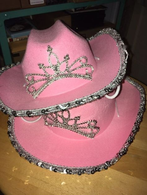 Creative Halloween Costume Ideas, Pink Tiara, Pink Cowboy Hat, Pink Cowboy, Hat Party, Princess Tiara, Cowboy Hat, Tiara, Cowboy