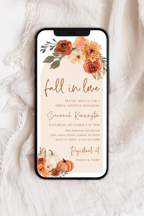 Fall in Love Bridal Shower Digital Invitation, Arch Boho Fall Pumpkin Bridal Shower Evite Editable Electronic Autumn Bridal Shower Invite F1 Bridal Shower Themes October, Bridal Shower Theme Fall, Fall Bridal Shower Ideas Food, Fall Bridal Shower Invitations, Fall In Love Bridal Shower Ideas Decor, November Bridal Shower Ideas, Fall In Love Bridal Shower Ideas, Fall Bridal Shower Ideas, Autumn Bridal Shower