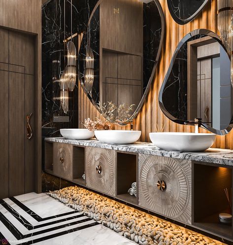 Luxury guest bathroom design in Ksa on Behance Luxury Bathroom Master Baths Modern, Master Dressing Room, Luxury Guest Bathroom, Guest Bathroom Design, Luxury Bathroom Master Baths, Kuwait City, Power Room, Modern Baths, Beautiful Bathrooms