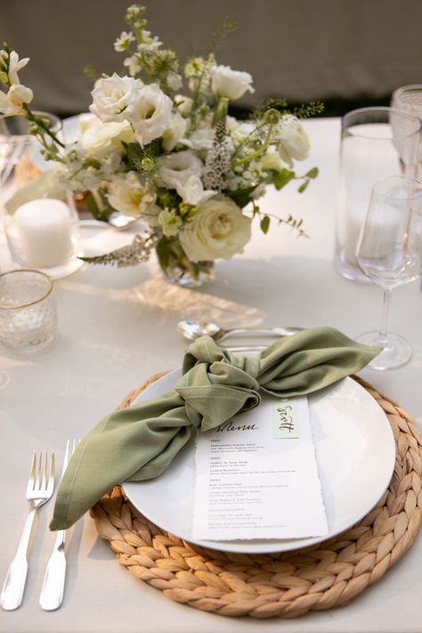 Gold Charger Sage Napkin, Wedding Plate Setting Neutral, Ivory And Sage Wedding Table, Boho Plate Setting Wedding, Sage Wedding Tablescape, Sage Green Wedding Tables, Olive Green Table Setting, Sage Green Table Setting, Sage Green Wedding Table Setting