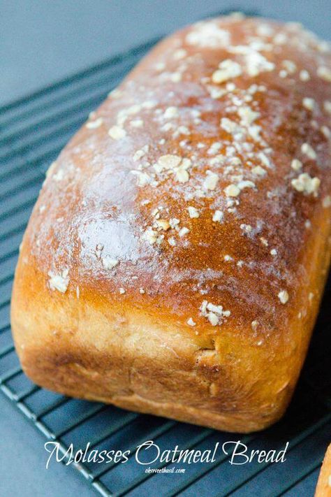 Molasses Oatmeal Bread, Molasses Oatmeal, Keto Brood, Oatmeal Bread Recipe, Molasses Bread, Oh Sweet Basil, Oatmeal Bread, Breaking Bread, Yeast Bread Recipes