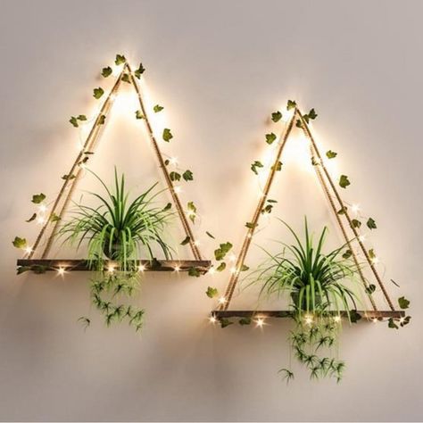 Urban Outfitters | Wall Decor | Artificial Ivy Ledstrip Wall Hanging Shelves Set Of 2 Hanging Plant Shelf | Poshmark Ivy Wall Bedroom Ideas, Ivy Bedroom Decor, Boho Living Room Wall Decor Ideas, Hanging Plants Bedroom, Hanging Plant Shelf, Boho Shelf, Plant Bedroom, Comfy Room, Oregon House