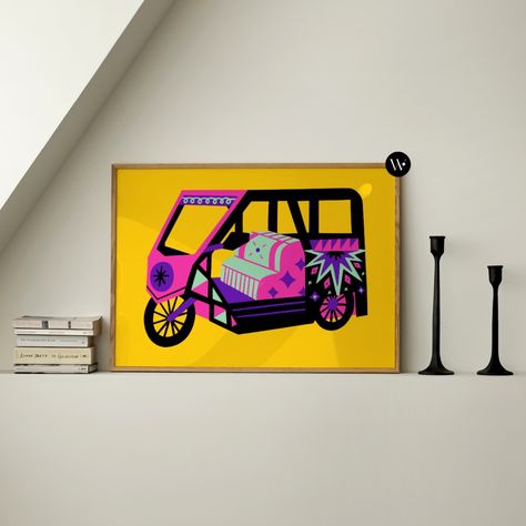 Beep beep! 🛺 Indian Rickshaw, Indian Pop Art, Bangla Art, Indian Culture, Study Areas, Visual Artwork, Poster Size, Art Paper, Everyday Life