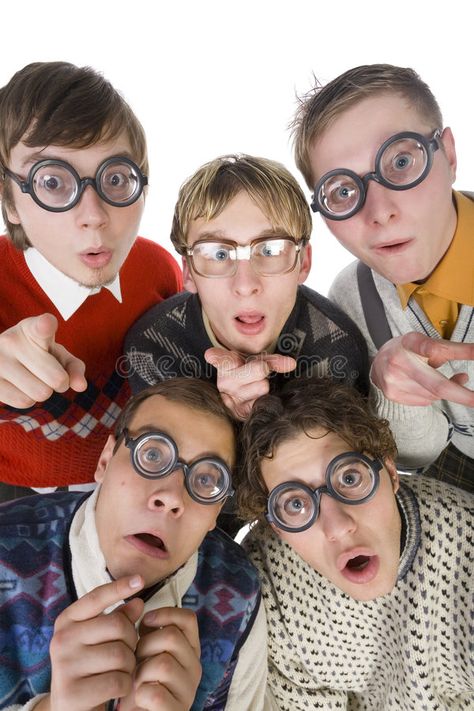 Spooky... Five nerdy guys in funny glasses, looking and pointing at camera. They , #AD, #funny, #glasses, #pointing, #Spooky, #nerdy #ad Looking Down At Camera Reference, Calander Ideas, People With Glasses, Nerdy Guys, Photography Backdrop Stand, Funny Glasses, Man Standing, Backdrop Stand, Front View