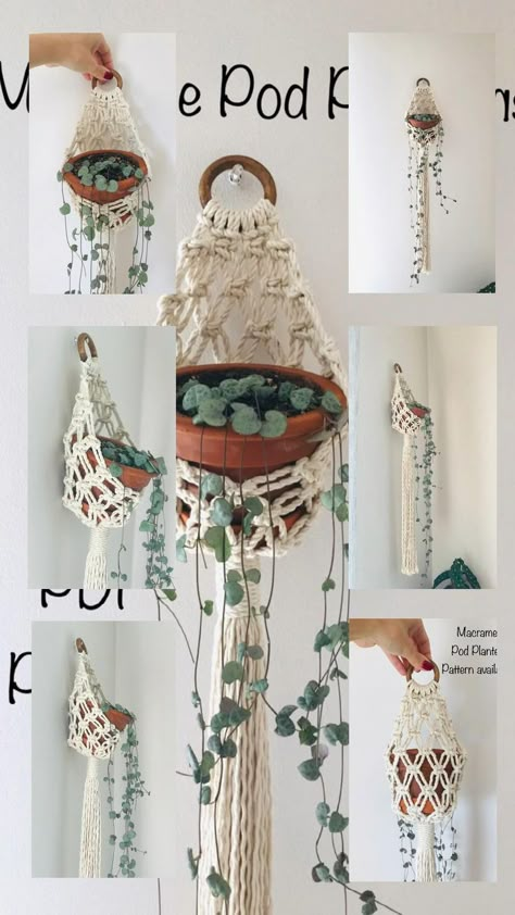 Driftwood Macrame Plant Hanger, Plant Hanger Macrame Free Pattern, Macrame Plant Wall Hanging, Spring Macrame Ideas, Macrame Reels, Macrame Ideas Projects, Macrame Pod, Diy Macrame Plant Hanger Pattern, Planter Macrame