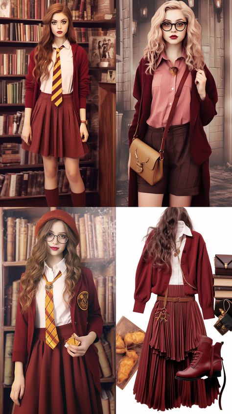 Gryffindor Inspired Outfits, Harry Potter Female Characters, Harry Potter Houses Outfits, Gryffindor Outfit, Yeri Mua, Gryffindor House, Gryffindor Aesthetic, Hp Harry Potter, Movie Inspired Outfits