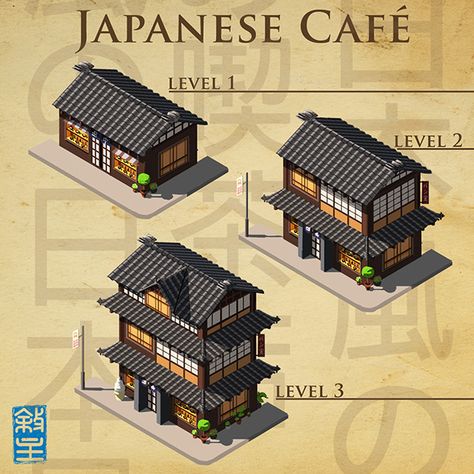 ISO Building concept art on Behance Japanese Building Concept Art, Fantasy Building Concept Art, Building Concept Art, House Concept Art, Old Japanese House, Minecraft Japanese, Habbo Hotel, Japanese Cafe, Rumah Minecraft Sederhana