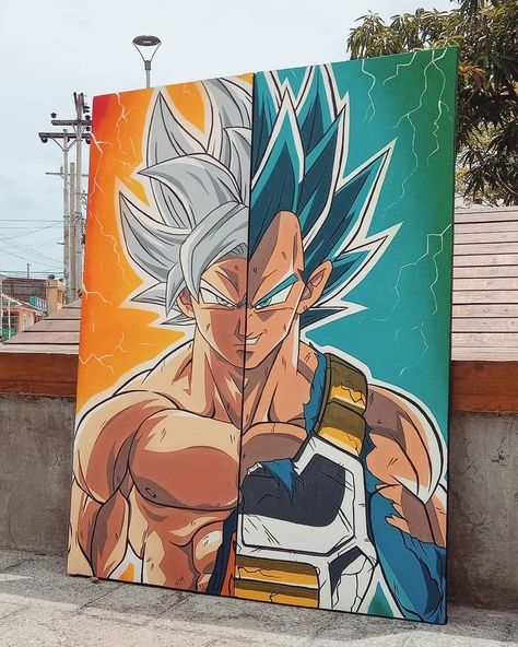 Goku And Vegeta Painting, Big Anime Painting, Drawing Of Goku And Vegeta, Goku Vegeta Drawing, Goku And Vegeta Drawing Sketch, Anime Drawing Canvas, Dragon Ball Painting Canvas, Goku And Vegeta Drawing, Goku Paintings