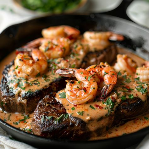 Indulge in the perfect fusion of flavors with my Steak with Cajun Shrimp Sauce- a nust try for steak and shrimp recipes enthusiasts! Creamy Cajun Shrimp Sauce, Cajun Shrimp Sauce, Creamy Cajun Shrimp, Steak Sandwiches, Cajun Sauce, Pan Seared Steak, Shrimp Sauce, Steak And Shrimp, Grilled Steak Recipes