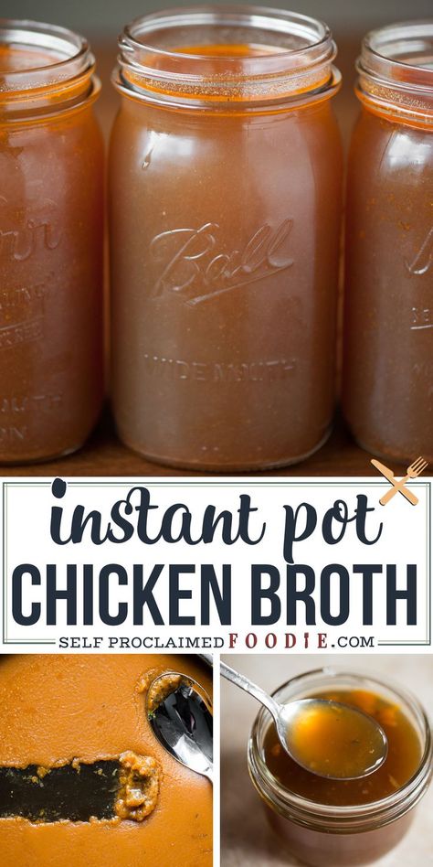 Instant Pot Chicken Broth, Bone Broth Instant Pot, Pressure Cooking Chicken, Kitchen Secrets, Chicken Stock Recipe, Ip Recipes, Homemade Bone Broth, Canned Foods, Chicken Tortillas Soups Recipe