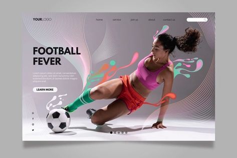 Technology Template, Sports Website, Sports App, Ux Design Inspiration, Football Ball, Sports Flyer, Landing Page Template, Website Design Layout, Application Design