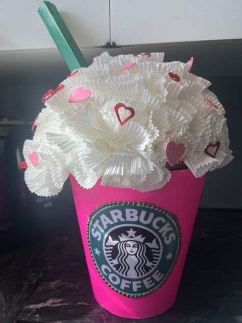 Starbucks Valentines day DiY Starbucks Cup Valentine Box Ideas, Cheerleading Valentines Box Ideas, Boba Tea Valentine Box Ideas, Starbucks Valentine Box Ideas, Cute Valentines Box Ideas, Valentines Day Diy, Girls Valentines Boxes, Kids Valentine Boxes, Valentine Card Box