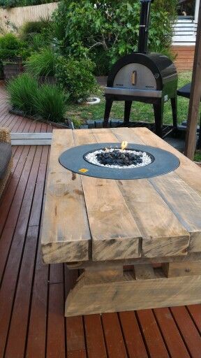 Farmhouse Tabletop, Tabletop Firepit, Fire Pit Furniture, Outdoor Patio Table, Patio Diy, Backyard Fire, Rustic Outdoor, Fire Pit Backyard, Fire Table