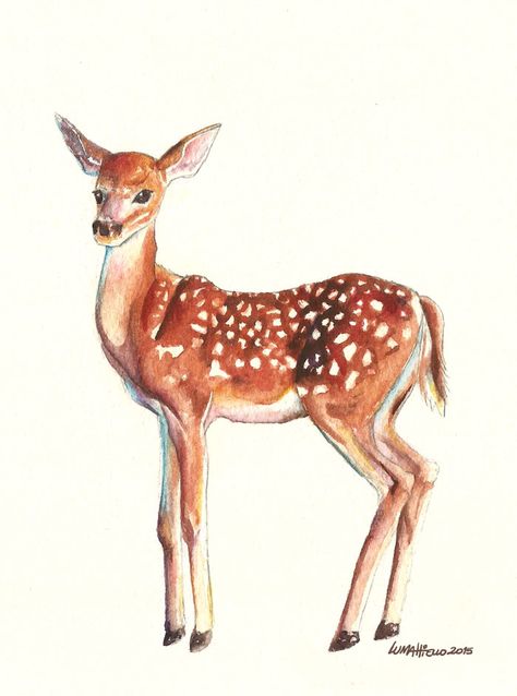 Dear Watercolor, Bambi Watercolor, Dear Drawing, Mini Sketch, Deer Art, Drawing Inspo, Animated Drawings, Water Painting, Watercolor Animals