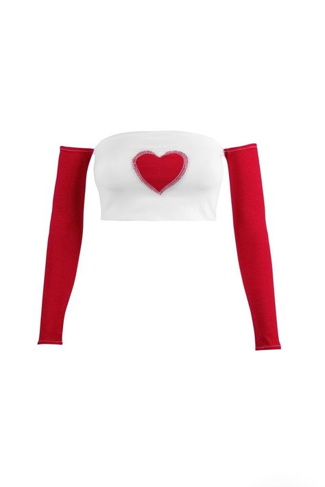 #outfit #heart #crop #red Lovecore Clothes, Heart Cutout Top, White Skirt Outfits, Girl In Red, Red Crop Top, Dream Outfits, Tumblr Fashion, Cut Out Top, Drag Queens