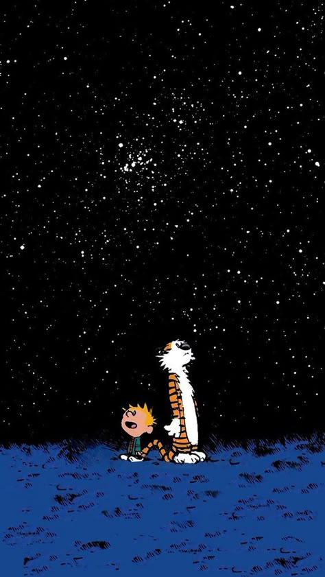 Calvin and Hobbes Stargazing Phone Wallpaper • Lock Screen Calvin And Hobbes Tattoo, Calvin And Hobbes Wallpaper, Morpheus Sandman, Calvin And Hobbes Comics, Iphone 5 Wallpaper, Whatsapp Wallpaper, Lit Wallpaper, Wallpaper Iphone Quotes, Mug Art