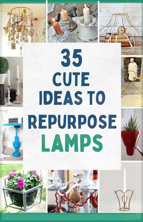 Cool lamp upcycle ideas! I love all these creative upcycled lamp base ideas and original upcycled floor lamp ideas. There are even creative upcycled lampshade ideas on this page as well as how to upcycle a lamp found in a thrift store. Such cute and creative ideas for repurposed lamp projects. Make upcycled home decor with thrift store lamp makeover projects. DIY upcycle ideas for old lamps and lamp bases. Get creative with old lamp shades. Lamp Repurpose Ideas, Bedside Floor Lamp Ideas, Bedside Swag Lamps, Other Uses For Lamp Shades, Table Lamp Upcycle, Upcycle Floor Lamp Diy, Upcycled Lampshade Ideas, Update Lamps Ideas, Repurposed Light Fixtures