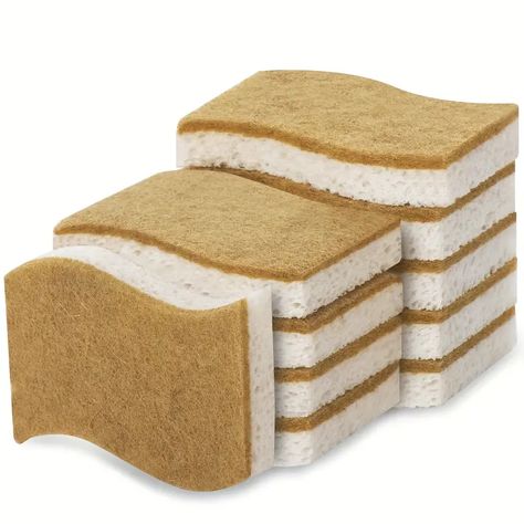 Sponges For Dishes - Natural Kitchen Sponge - Biodegradable Cellulose And Coconut Scrubber Sponge - Temu Natural Sea Sponge, Dish Sponge, Natural Sponge, Scrub Sponge, Natural Kitchen, Bad Odor, Sustainable Kitchen, Kitchen Sponge, Kitchen Cleaning Supplies