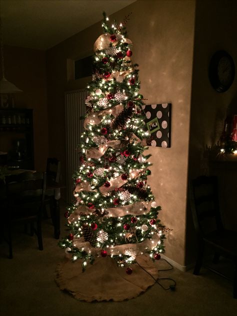 This Christmas tree decorated with all items from Hobby Lobby. Tree is 9ft slim pine. Simply Decorated Christmas Trees, Narrow Christmas Tree Ideas, Slim Christmas Trees Decorated, Hobby Lobby Christmas Trees, Narrow Christmas Tree, Cashmere Christmas Tree, Xmas House, Amazing Christmas Trees, Slim Tree