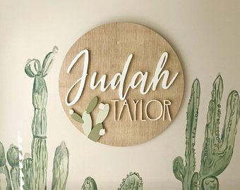 Wood Cactus, Southwest Nursery, Cactus Names, Cactus Nursery, 3d Name, Personalized Nursery Decor, Wooden Name Signs, Succulents Decor, Boho Nursery Decor