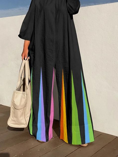 UOOZEE Funky Closet, Collection Ideas, Colorful Outfits, Leisure Fashion, Casual Jumpsuit, Fashion Seasons, Long Maxi, Wide Leg Jumpsuit, Black Jumpsuit