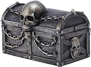 JARPSIRY Vintage Skull Pirate Treasure Chest, Decorative Trinket Jewlery Box Gothic Décor, Spooky Halloween Decorations, Nautical Pirate Decor Keepsake Box (Silver) Fantasy Office, Pirate Chest, Evil Skull, Skull Pirate, Treasure Chests, Pirate Treasure Chest, Spooky Halloween Decorations, Pirate Treasure, Pirate Skull