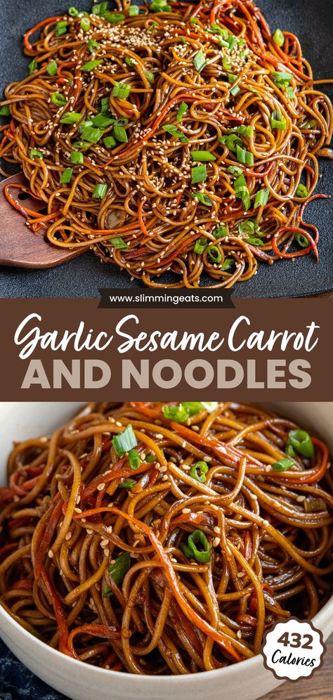 Carrot Pasta Noodles, Carrot Noodles Recipes, Orthodox Fasting, Calorie Counting Recipes, Sesame Noodle, Sesame Noodles Recipe, Carrot Noodles, Egg Noodle Recipes, Fasting Recipes