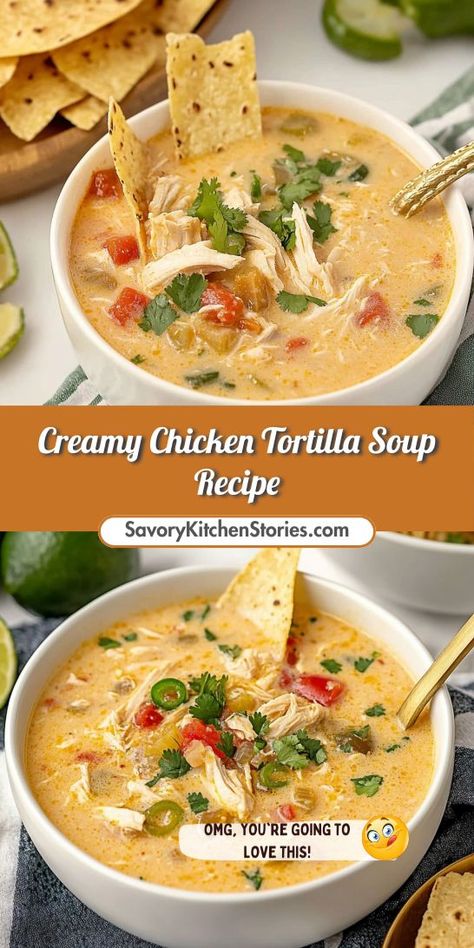 Chicken Tortillas Soup, Tortillas Soup, Best Chicken Tortilla Soup, Light Dinner Ideas, Tortilla Soup Easy, Chicken Tortillas, Chicken Tortilla Soup Crock Pot, Creamy Chicken Tortilla Soup, Chicken Tortilla Soup Recipe