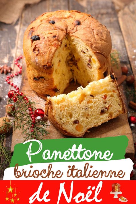 Le panettone est une brioche fourrée aux raisins secs, fruits confits et zestes d'agrumes. Il accompagne traditionnellement les fêtes de Noël en Italie ! Je vous propose de découvrir sa recette simplifiée. Kitchen Aid, Pita, Christmas Food, Banana Bread, Brownies, Donuts, Biscuits, Muffins, Bread