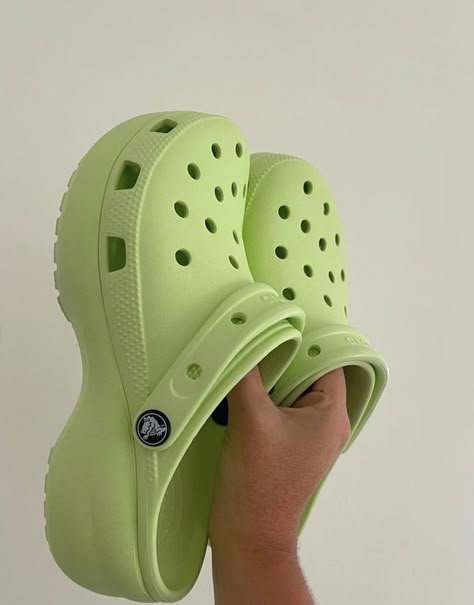 Platformed Crocs, Platform Crocs Aesthetic, Crocks Shoes Outfit, Croc Platforms Outfit, Green Crocs Outfit, Crock Shoes Outfit, Crocks Outfits, Croc Aesthetic, Crock Shoes