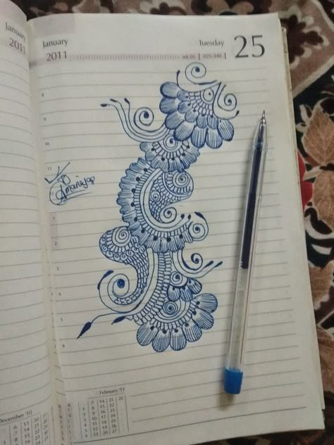 Digain Paper, Mehndi Designs Drawings On Paper, Mehndi Drawing On Paper, Mahindi Desine, Mehendi Drawing, Floral Henna Designs, Alpona Design, Easy Mandala Drawing, Henna Art Designs