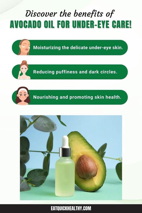 Discover the incredible benefits of avocado oil for under-eye care. Moisturize and nourish your delicate under-eye skin, and learn how avocado oil can transform your skincare routine and achieve a youthful, vibrant appearance. Don't miss out on this natural and effective solution. Visit our blog for more info! Avocado For Skin, Benefits Of Avocado Oil, Benefits Of Avocado, Avocado Benefits, Makeup Help, Under Eyes, Remove Makeup, Oil Uses, Essential Oil Uses