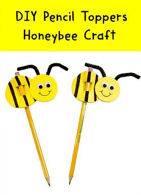 DIY Bee Pencil Toppers| Crafts for Kids | moosemischief How To Make A Bee, Pencil Topper Crafts, Diy Bee, Bee Crafts For Kids, Bee Themed Classroom, Pencil Crafts, Insect Crafts, Craft Video, Diy Pencil